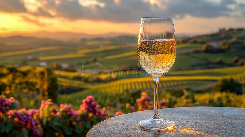 Auf dem Tisch steht ein Glas Schaumwein stockfotos