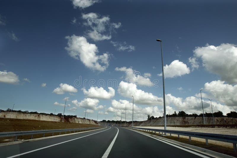 New highway on daylight , travel Europe. New highway on daylight , travel Europe