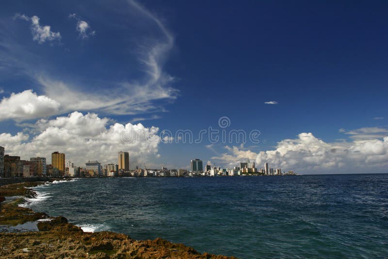 View from quay Malecon on ocean and Havana city. Cuba island. View from quay Malecon on ocean and Havana city. Cuba island.