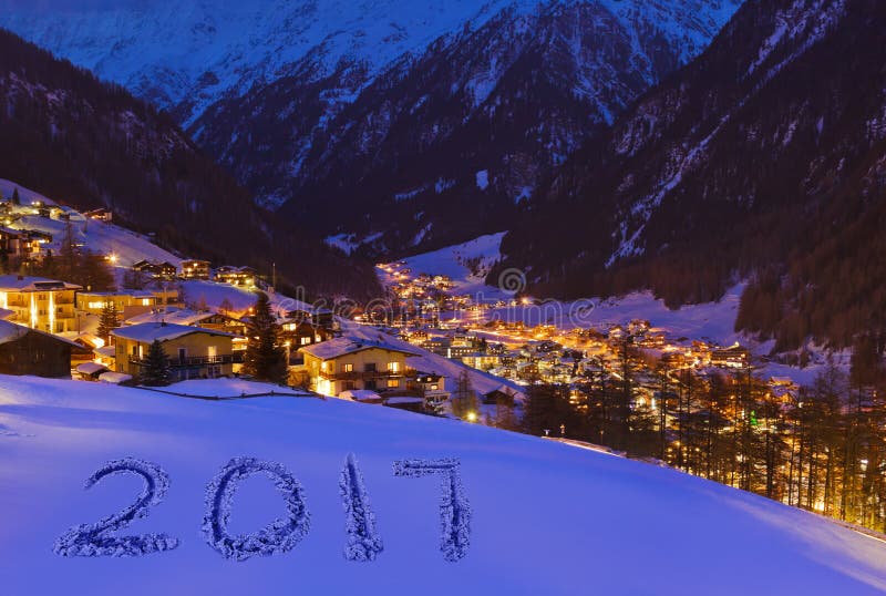2017 on snow at mountains - Solden Austria - celebration background. 2017 on snow at mountains - Solden Austria - celebration background