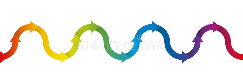 Auf und ab Symbol-Regenbogen farbige Pfeil-Welle lizenzfreie abbildung Auf und ab Symbol-Regenbogen farbige Pfeil-Welle lizenzfreie abbildung
