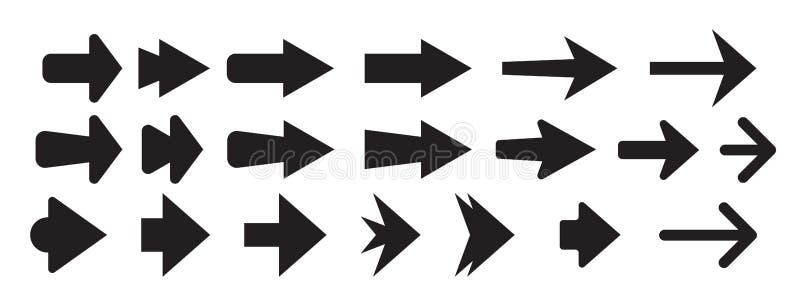 Auf weiß isolierte schwarze Vektorpfeile im neuen Stil Pfeilvektorsymbol Vektorgrafik vektor abbildung