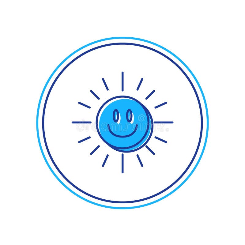 Auf weißem Hintergrund isolierte Umrisssymbol der Sonne. Vector vektor abbildung
