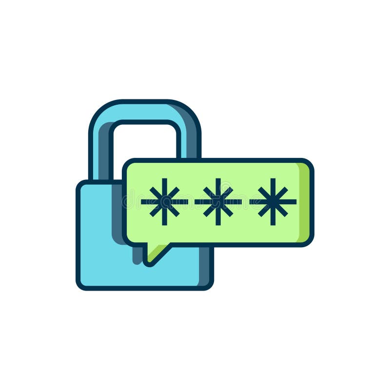 Auf weißem Hintergrund isoliertes Symbol für Cybersicherheit in voller Umrisslinie. Closed Padlock auf der digitalen Leiterplatte. stock abbildung