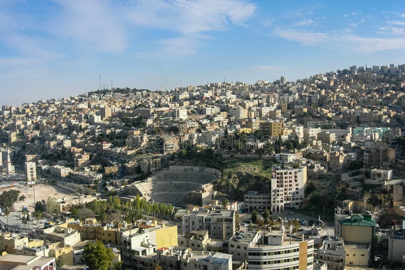 Auffassung von Amman- die wichtigsten und größten Stadt des Königreichs Jordanien