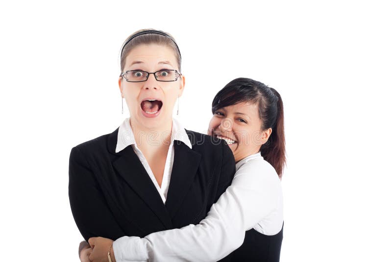 Aufgeregte Geschäftsfrauen lizenzfreies stockbild Aufgeregte Geschäftsfrauen lizenzfreies stockbild