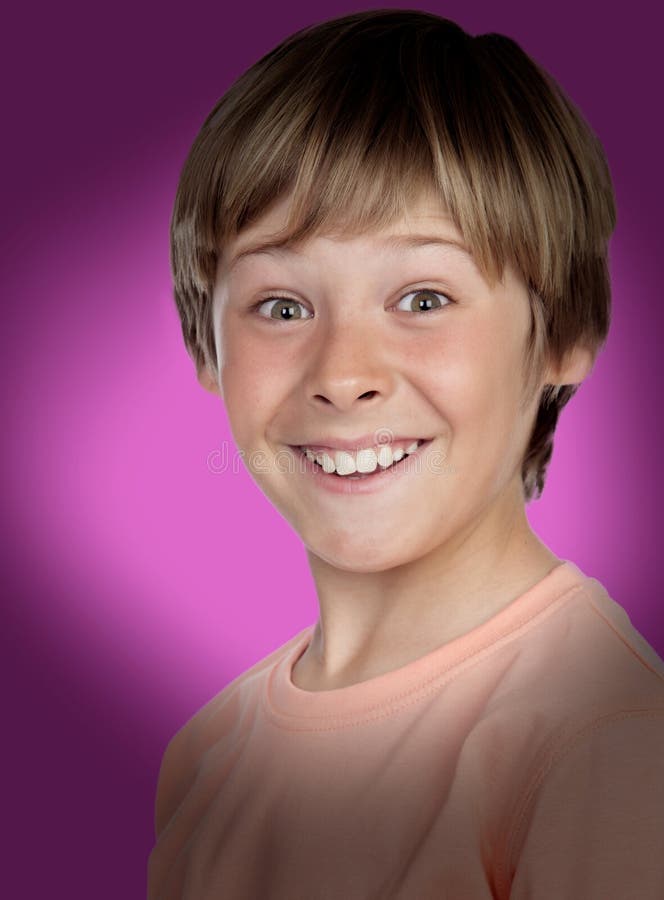 Excited adolescent with a happy gesture on purple background. Excited adolescent with a happy gesture on purple background