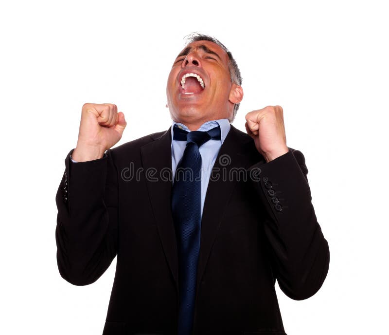 Portrait of a excited man screaming and celebrating a victory on isolated background. Portrait of a excited man screaming and celebrating a victory on isolated background