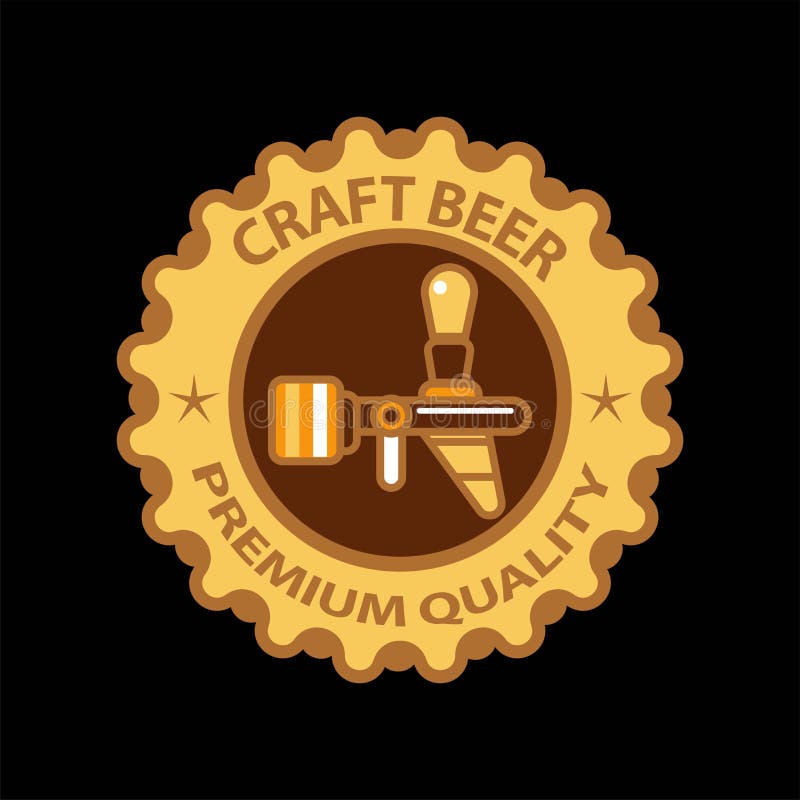 Aufkleber-Vektorikone des Handwerksbieres halten erstklassige des Bierhahns und Sterne für Brauerei Kneipe ab stock abbildung Aufkleber-Vektorikone des Handwerksbieres halten erstklassige des Bierhahns und Sterne für Brauerei Kneipe ab stock abbildung