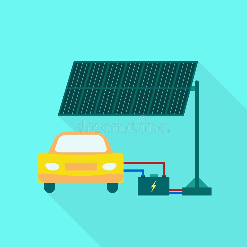Aufladungsikone des Elektroautos, flache Art stock abbildung Aufladungsikone des Elektroautos, flache Art stock abbildung
