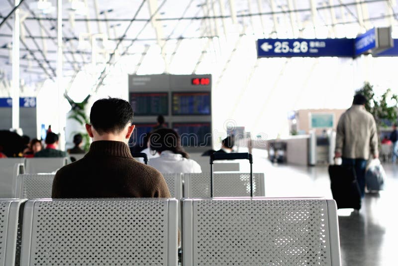 Bored people waiting for flight in airport. Bored people waiting for flight in airport