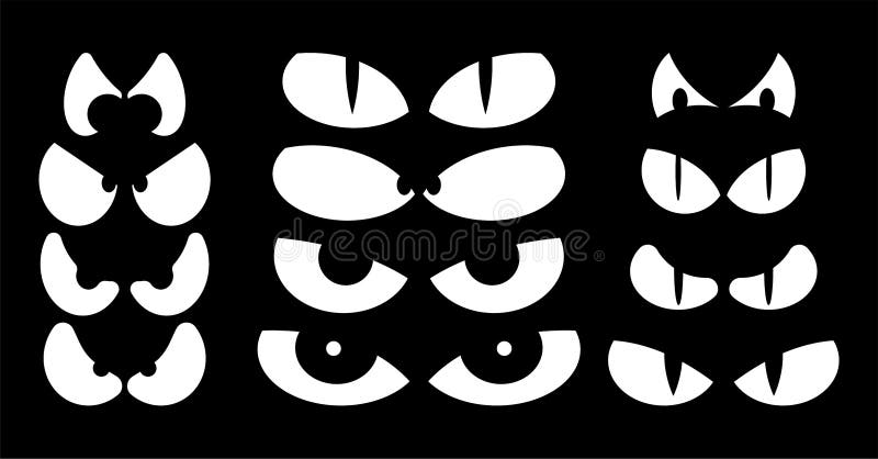 Augen-Vektordesign Halloweens gespenstisches furchtsames lokalisiert auf schwarzem Ba