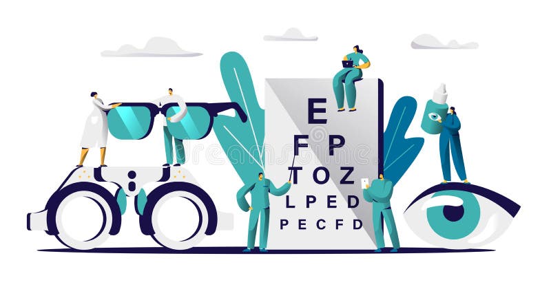 Augenarzt-Doktor Check Eyesight für Brillen Diopter Männlicher Augenarzt mit Zeiger-Überprüfungsauge Anblick-Optiker lizenzfreie abbildung Augenarzt-Doktor Check Eyesight für Brillen Diopter Männlicher Augenarzt mit Zeiger-Überprüfungsauge Anblick-Optiker lizenzfreie abbildung