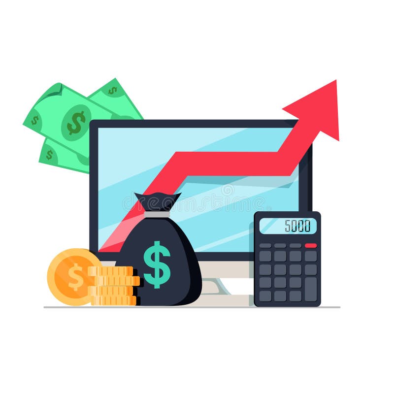 Augmentation de revenu, analytics de résultat financier ou investissement à long terme et gestion de fonds Croissance de revenu illustration stock Augmentation de revenu, analytics de résultat financier ou investissement à long terme et gestion de fonds Croissance de revenu illustration stock