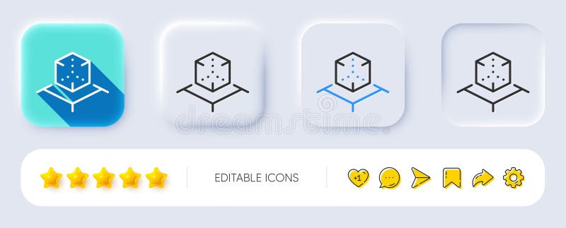 Augmented reality line icon. VR simulation sign. 3d cube. Neumorphic buttons. Vector stock illustration