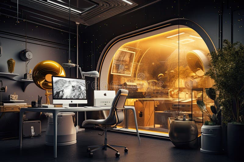 Augmented Reality Office stock illustration. Illustration of augmented