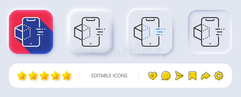 Augmented reality phone line icon. VR simulation sign. 3d cube. Neumorphic buttons. Vector vector illustration