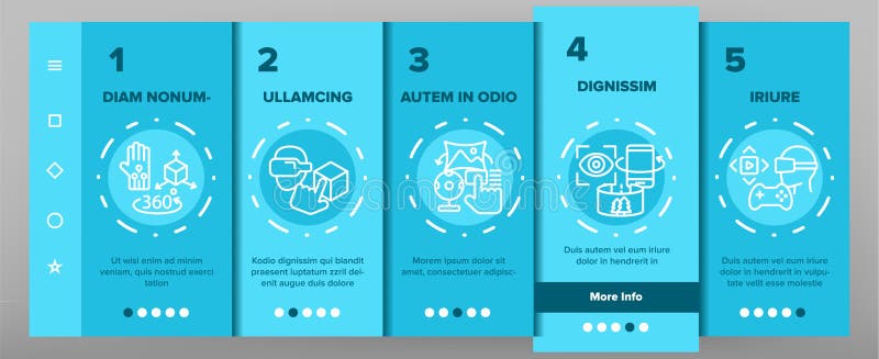 Augmented, Virtual Reality Vector Onboarding Mobile App Page Screen royalty free illustration Augmented, Virtual Reality Vector Onboarding Mobile App Page Screen royalty free illustration