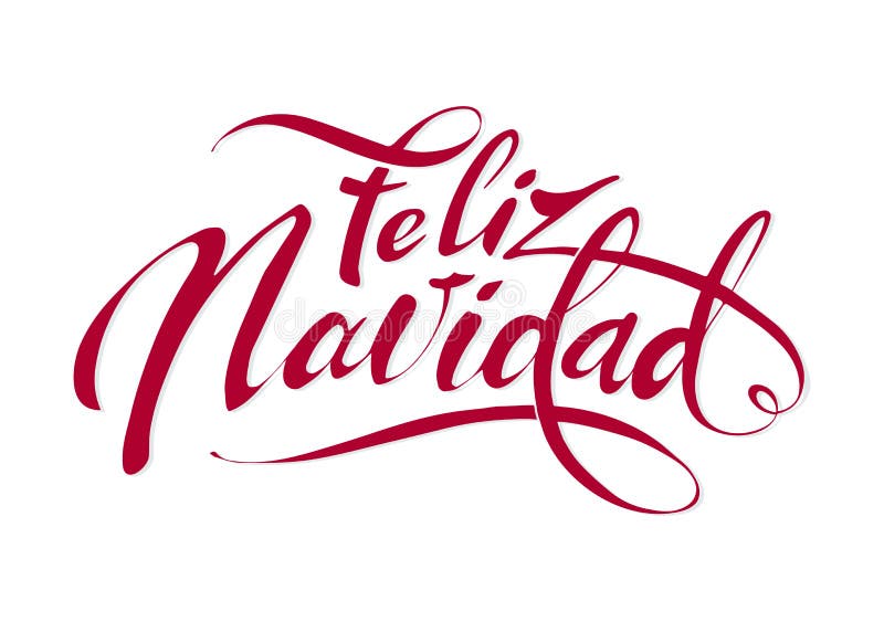 Auguri natalizio in lettere rosse spagnole scritte a mano isolate su fondo bianco. bellissimo vettore disegnato a mano royalty illustrazione gratis