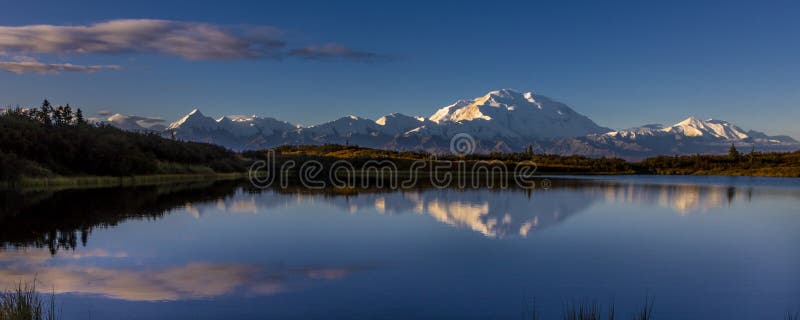 AUGUST 28, 2016 - Mount Denali at Wonder Lake, previously known as Mount McKinley, the highest mountain peak in North America, at 20, 310 feet above sea level. Located in the Alaska Range, Denali National Park and Preserve, Alaska - shot at Sunrise. AUGUST 28, 2016 - Mount Denali at Wonder Lake, previously known as Mount McKinley, the highest mountain peak in North America, at 20, 310 feet above sea level. Located in the Alaska Range, Denali National Park and Preserve, Alaska - shot at Sunrise.