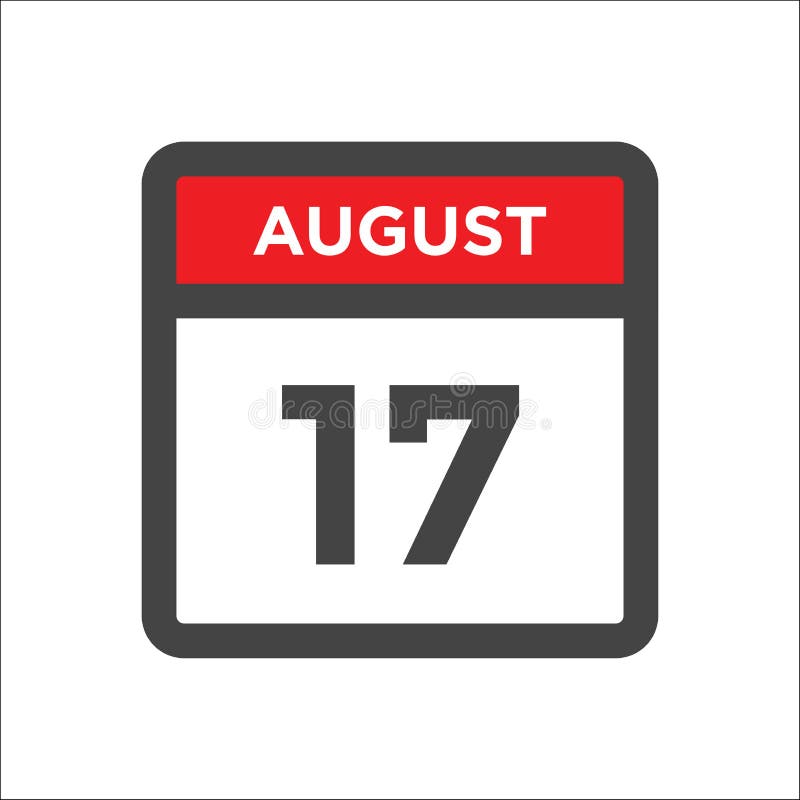 August 17th. Day 17 Of Month,Simple Calendar Icon On White Background
