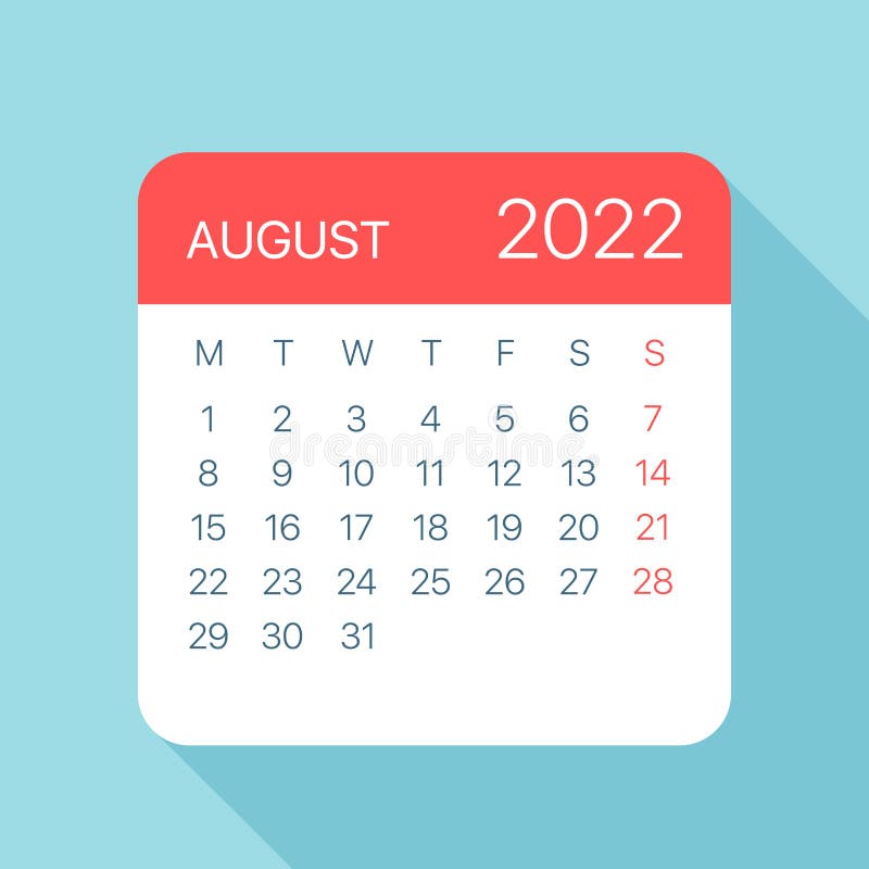 August 2022 Calendar Clip Art