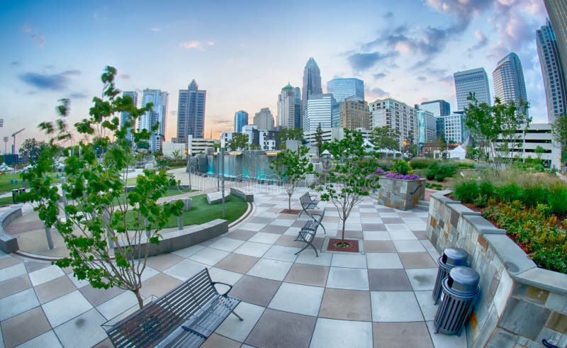 August 29, 2014, Charlotte, NC - view of Charlotte skyline at ni