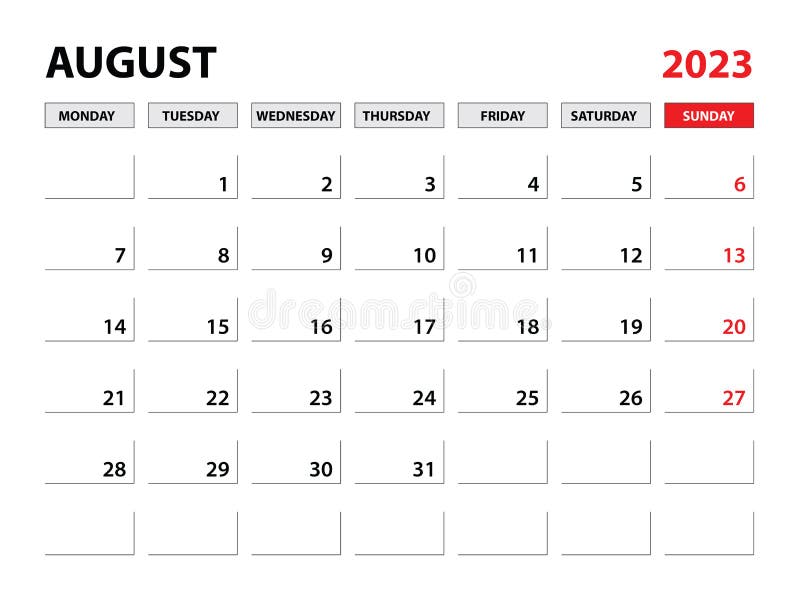 August 2023 Year Planner Template, Calendar 2023 Template, Monthly and