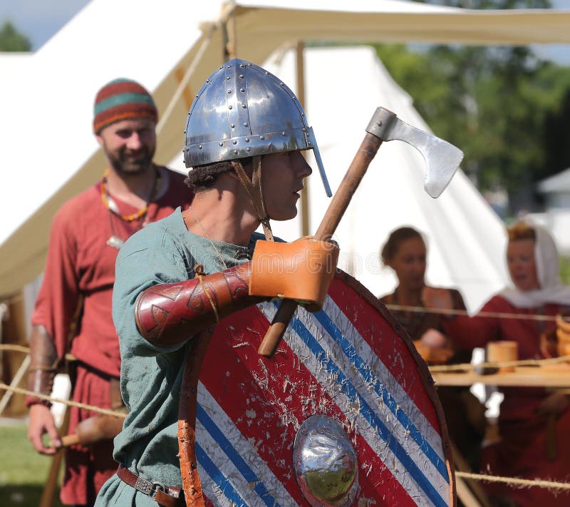 The Medieval Duel of Two Viking Warriors Editorial Photography - Image ...