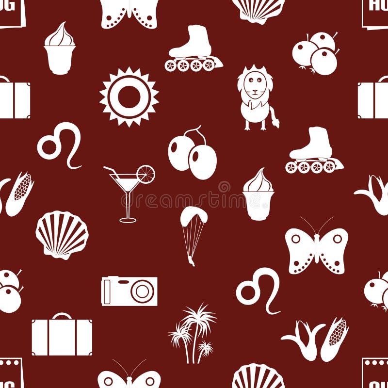 August month theme set of simple outline icons eps10 stock vector