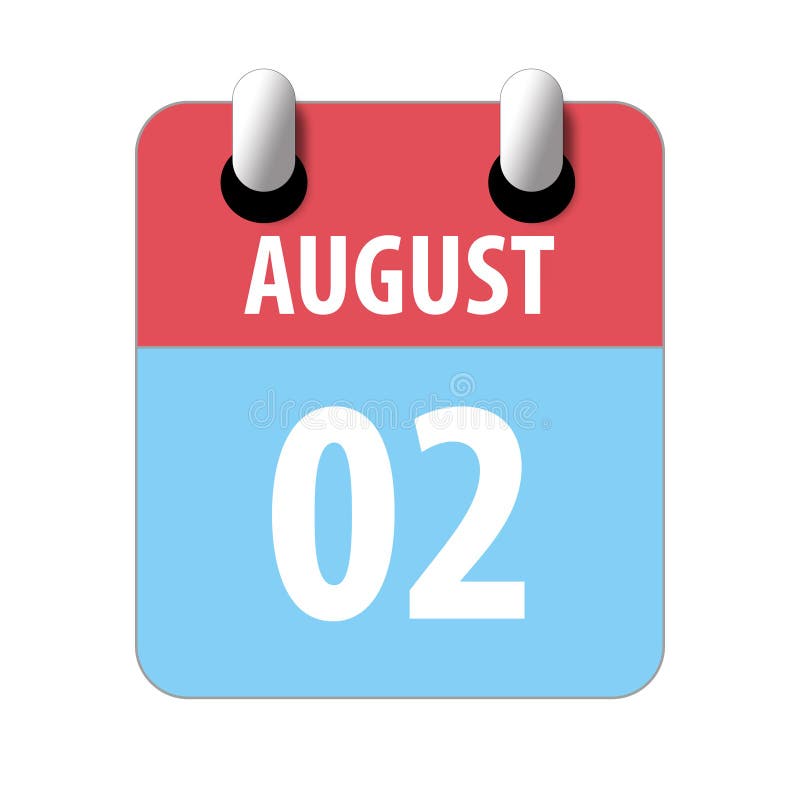 August 2nd. Day 2 of Month,Simple Calendar Icon on White 