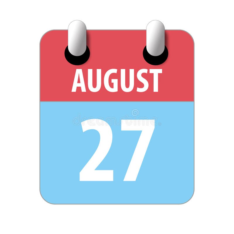 August 27th. Day 27 of Month,Simple Calendar Icon on White Background