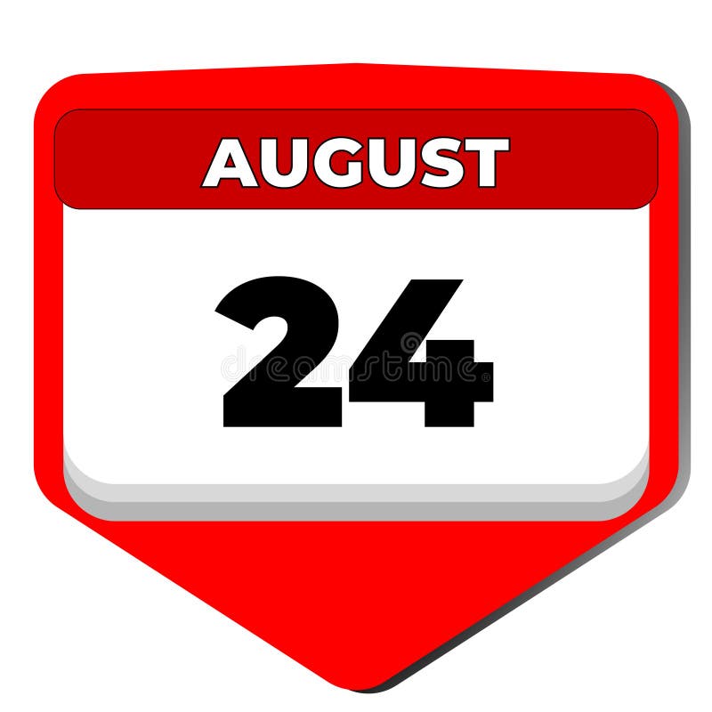 24 August Vector Icon Calendar Day. 24 Date of August. Twenty Fourth