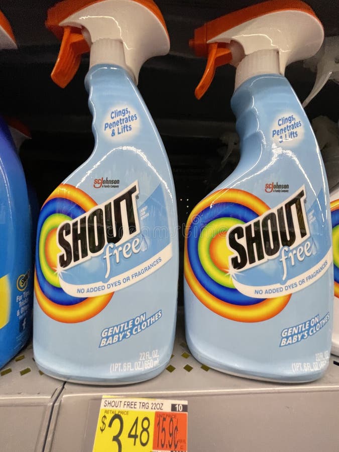 IRVINE, CA - January 11, 2013: A 60 oz refill bottle of Shout Laundry Stain  Remover. Shout products are designed to help remove stains from clothing  Stock Photo - Alamy