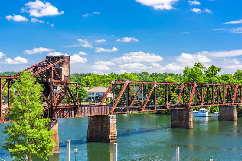 Augusta, Georgia, USA old train bridge across the Savannah River.