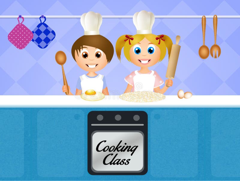 Aula de culinária para crianças ilustração do vetor Aula de culinária para crianças ilustração do vetor