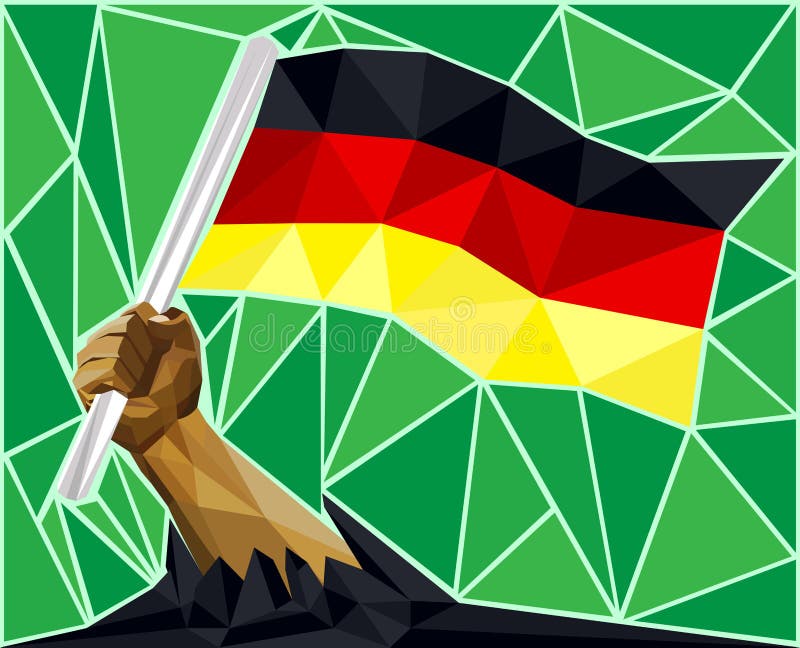 Aumente sua bandeira acima de alto - mão que guarda a bandeira de Alemanha ilustração stock Aumente sua bandeira acima de alto - mão que guarda a bandeira de Alemanha ilustração stock