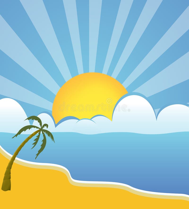 Aumento e nuvola di Sun nel mare illustrazione vettoriale Aumento e nuvola di Sun nel mare illustrazione vettoriale