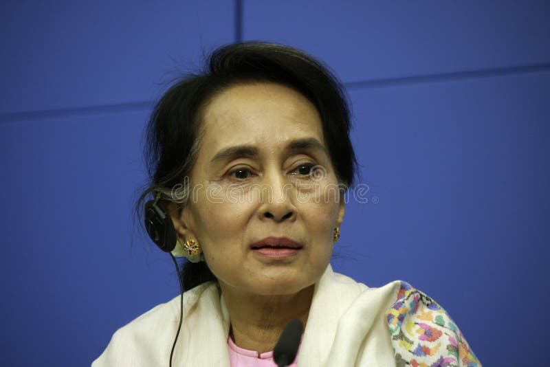 APRIL 12, 2014 - BERLIN: the opposition leader of Birma (Myanmar) and Nobel Peace Prize Laureate, Aung San Suu Kyi at a press conference in Berlin.