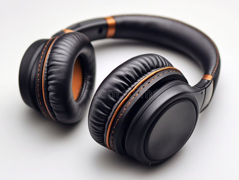 Auricolari creativi in pelle di grande stile isolati su fondo bianco immagine stock