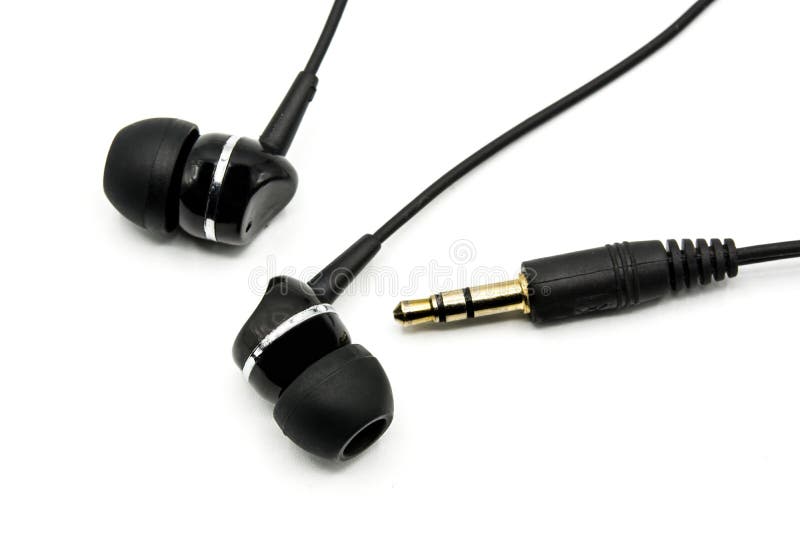 Auricolari neri isolati fotografie stock