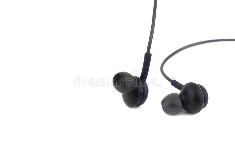 Auricolari neri Isolato su fondo bianco immagini stock libere da diritti
