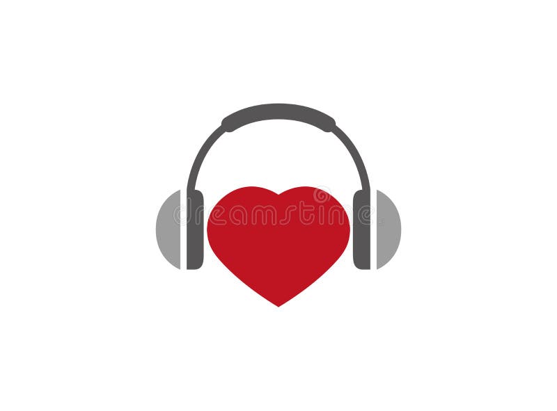 Auriculares con el und Herz de Kopfhörer del corazón para el logotipo stock de ilustración Auriculares con el und Herz de Kopfhörer del corazón para el logotipo stock de ilustración