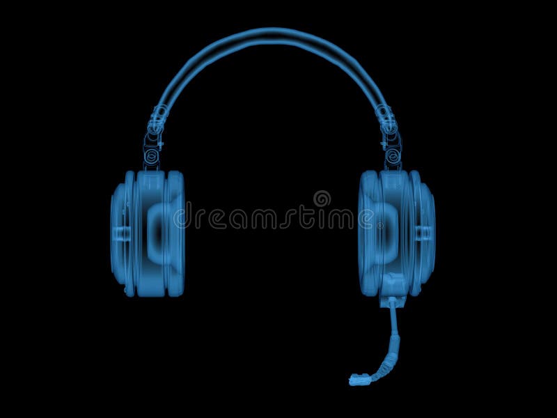 Auriculares ou fones de ouvido do raio X com microfone ilustração stock Auriculares ou fones de ouvido do raio X com microfone ilustração stock