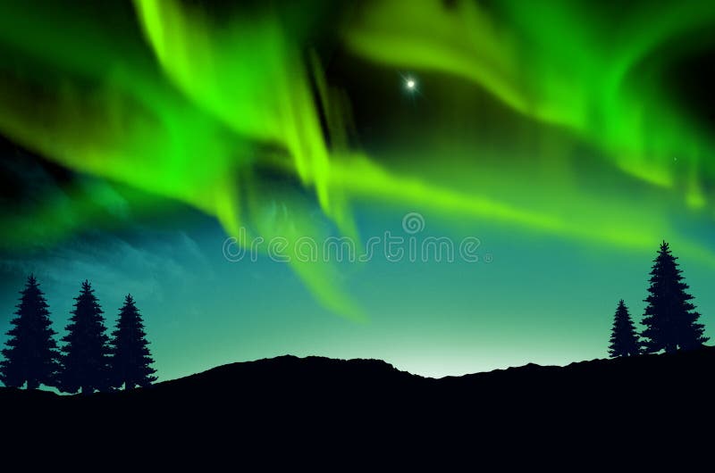 Aurora boreal, Aurora ilustração royalty free Aurora boreal, Aurora ilustração royalty free