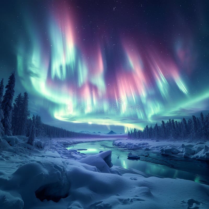 Aurora Borealis Laplands Cold Sky Adorned with Celestial Arctic Beauty ...