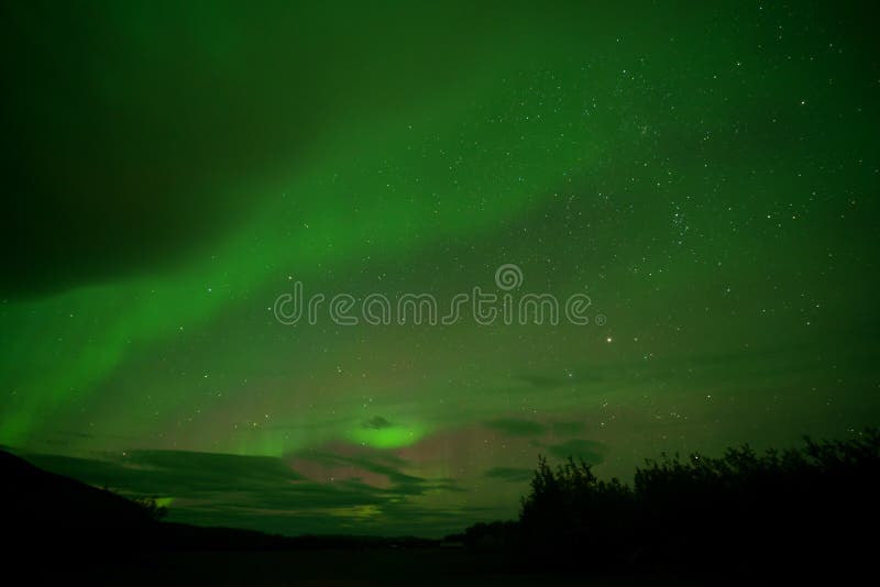 Aurora Borealis or Northern Lights Observed in Yellowknife, Canada, on