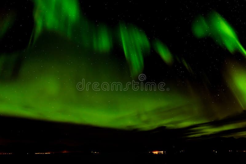 Aurora borealis o aurora boreal en el cielo en Tromso, Noruega fotos de archivo libres de regalías Aurora borealis o aurora boreal en el cielo en Tromso, Noruega fotos de archivo libres de regalías