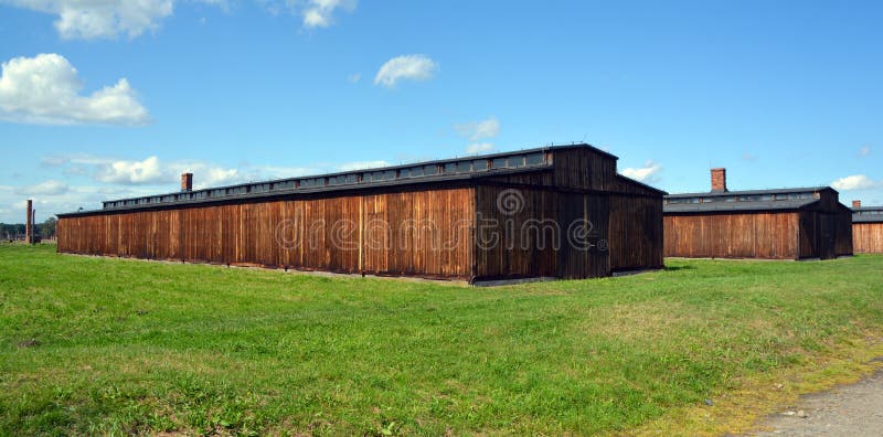 Auschwitz koncentracyjny obóz koszaruje zdjęcia stock Auschwitz koncentracyjny obóz koszaruje zdjęcia stock
