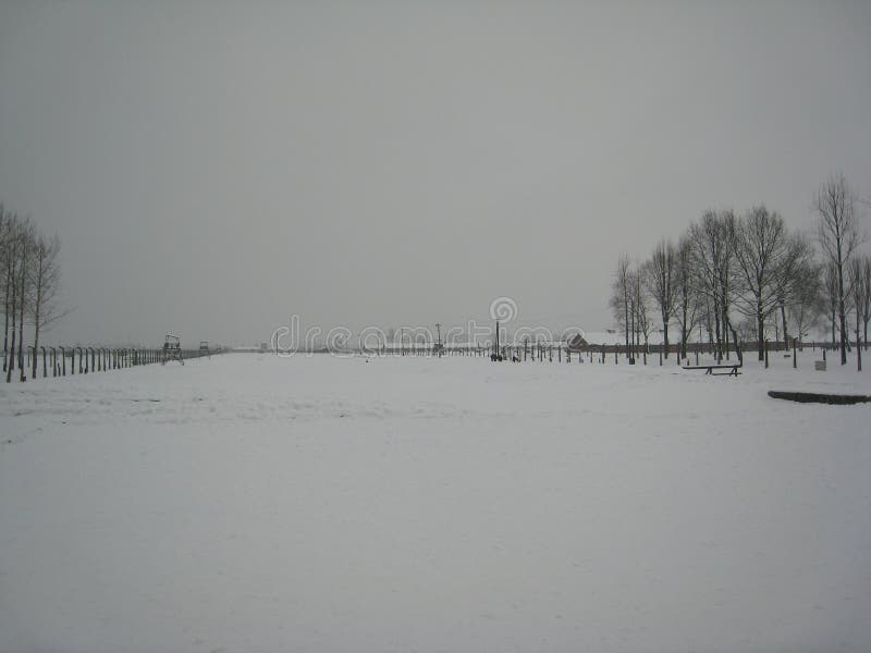 Auschwitz zimy panorama obrazy stock Auschwitz zimy panorama obrazy stock